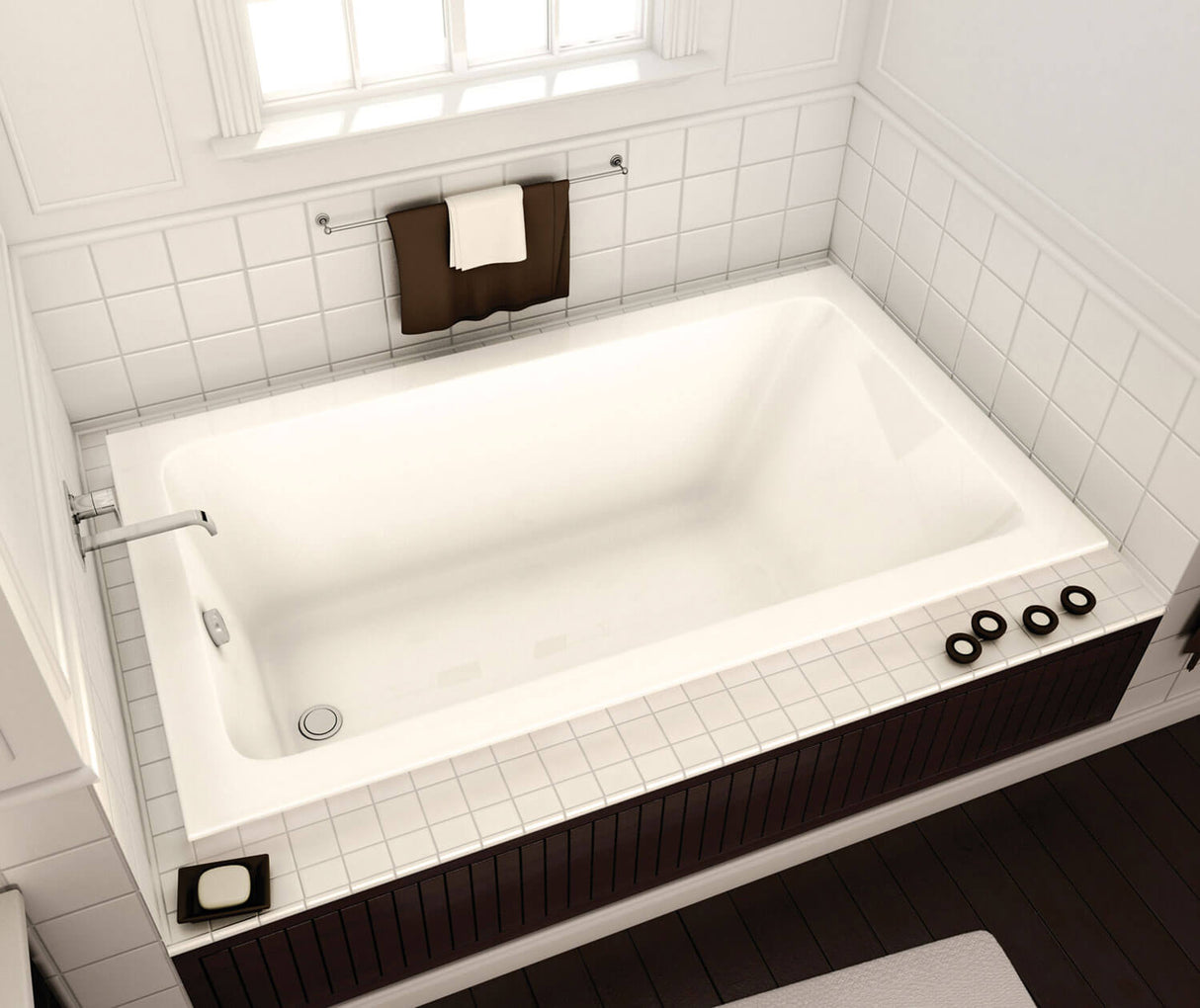 MAAX 101458-003-001-100 Pose 6632 Acrylic Drop-in End Drain Whirlpool Bathtub in White