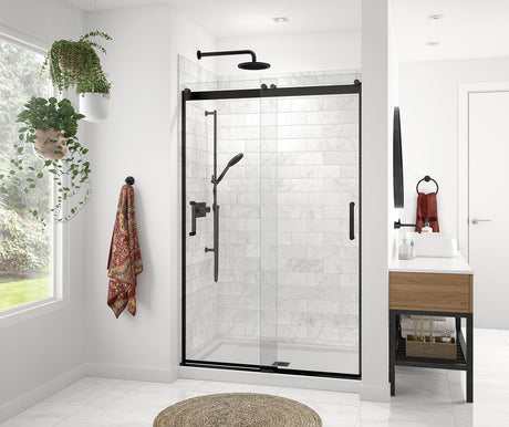 MAAX 136693-900-340-000 Revelation Round 44-47 x 70 ½-73 in. 8mm Bypass Shower Door for Alcove Installation with Clear glass in Matte Black