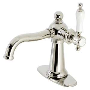 Kingston Brass KSD154KLPN Nautical Single-Handle Bathroom Faucet with Push Pop-Up, Polished Nickel
