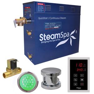 SteamSpa Indulgence 7.5 KW QuickStart Acu-Steam Bath Generator Package with Built-in Auto Drain in Polished Chrome INT750CH-A