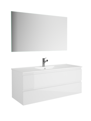 DAX Pasadena Engineered Wood and Porcelain Onix Basin with Vanity Cabinet, 48", Glossy White DAX-PAS014811-ONX