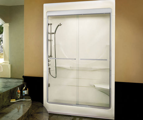 MAAX 101150-000-001-005 Allegro I 59 x 33 Acrylic Alcove Left-Hand Drain Three-Piece Shower in White