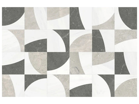 Anatolia Tile Utopio Eclypse Mist Honed W/ Polished Accents Natural Stone Waterjet Mosaic 5001-0408-0 Eclypse Mist - premium natural stone mosaic tile from Anatolia Tile, available at PoshHaus showroom in Keene, NH