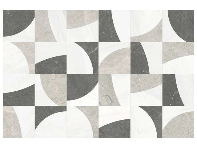 Anatolia Tile Utopio Eclypse Mist Honed W/ Polished Accents Natural Stone Waterjet Mosaic 5001-0408-0 Eclypse Mist - premium natural stone mosaic tile from Anatolia Tile, available at PoshHaus showroom in Keene, NH