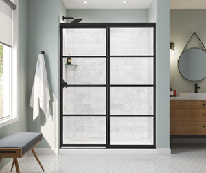 MAAX 135332-972-340-000 Incognito 76 Shaker 56-59 x 76 in. 8mm Bypass Shower Door for Alcove Installation with Shaker glass in Matte Black