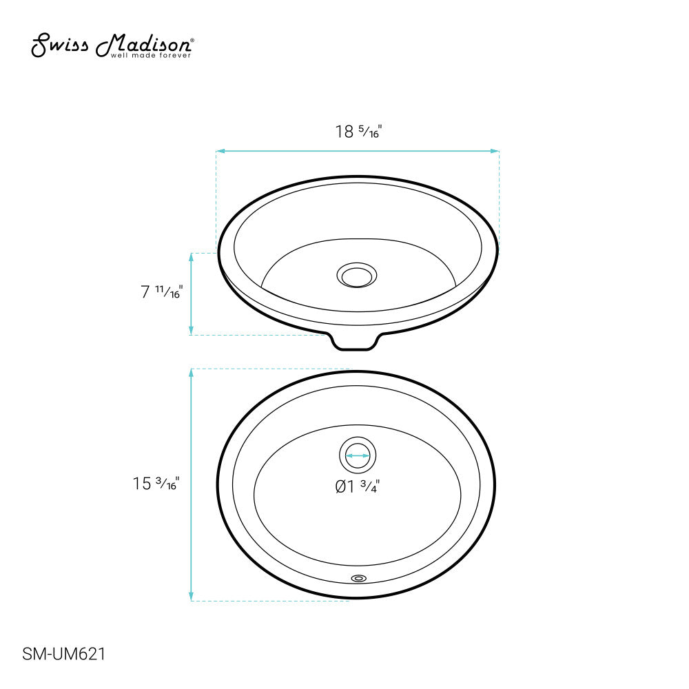 Monaco 18 Oval Under-Mount Bathroom Sink