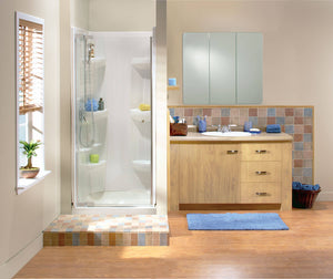 MAAX 105663-000-001-000 Square Base 32 3 in. 32 x 32 Acrylic Alcove Shower Base with Back Center Drain in White
