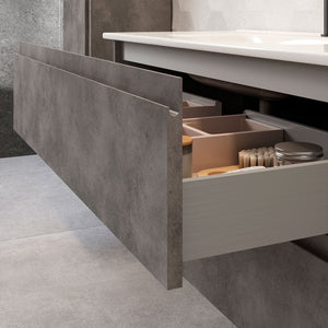 DAX Pasadena Engineered Wood and Porcelain Onix Basin with Single Vanity Cabinet, 24", Cement DAX-PAS012481-ONX