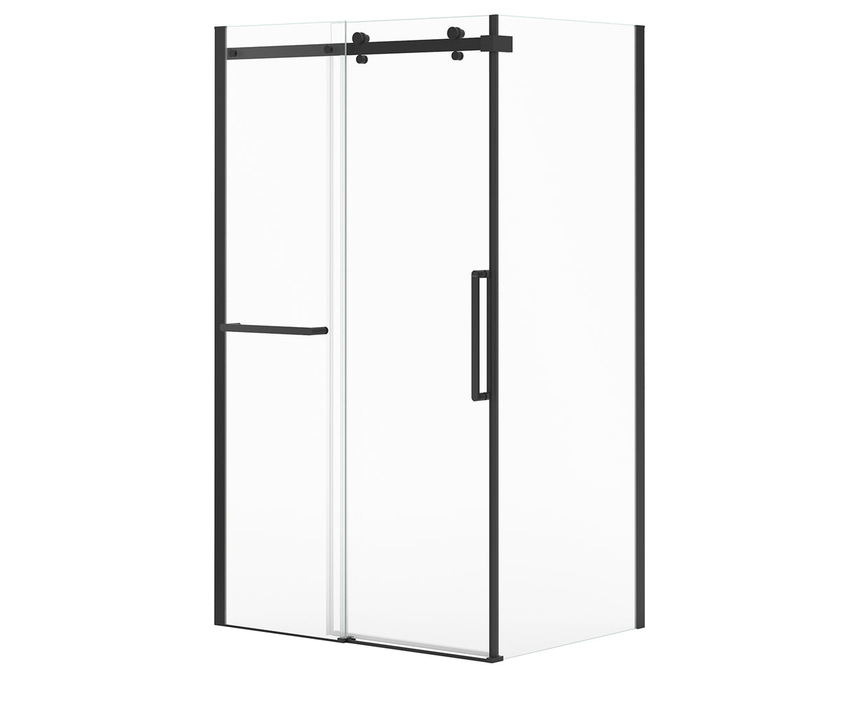 MAAX 134954-900-340-000 Halo Pro 48 x 32 x 78 3/4 in. 8mm Sliding Shower Door with Towel Bar for Corner Installation with Clear glass in Matte Black