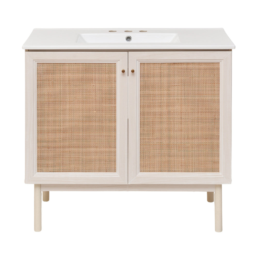 Classe 36" Freestanding Bathroom Vanity in White Oak with 3-Hole Widespread Sink Top