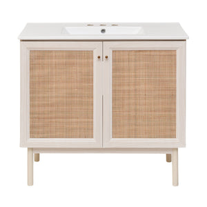 Classe 36" Freestanding Bathroom Vanity in White Oak with 3-Hole Widespread Sink Top