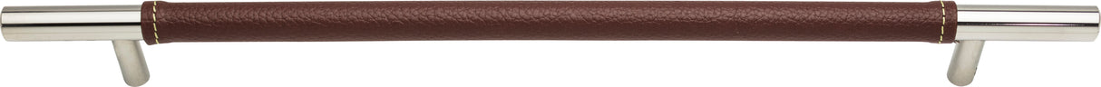 Atlas Homewares Zanzibar Brown Leather Pull 11 5/16 Inch (c-c) Polished Chrome