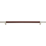 Atlas Homewares Zanzibar Brown Leather Pull 11 5/16 Inch (c-c) Polished Chrome