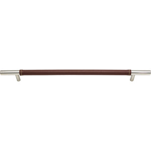 Atlas Homewares Zanzibar Brown Leather Pull 11 5/16 Inch (c-c) Polished Chrome