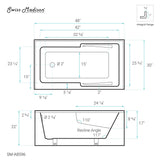 Voltaire 48 x 30" Left-Hand Drain Alcove Integrated Armrest Bathtub with Apron