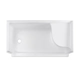 Aquatique 60 X 32 Single Threshold Shower Base With Left Hand Drain and Integral Right Hand Seat in White