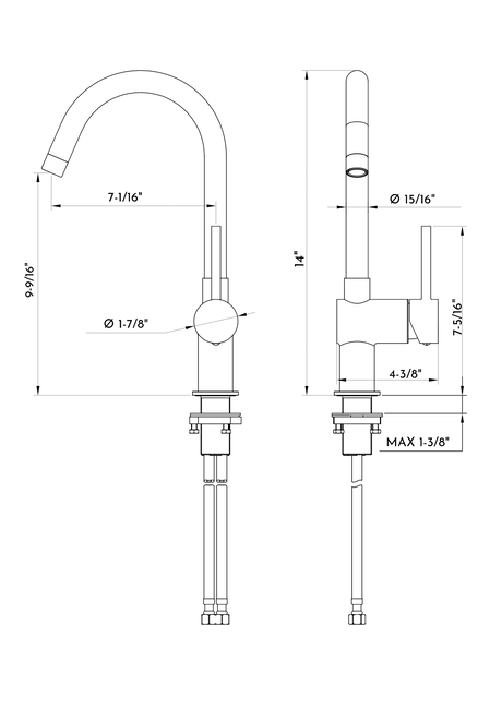 DAX Brass Single Handle Kitchen Faucet, Brushed Nickel DAX-8240-BN