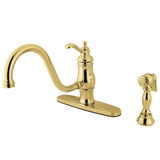 Kingston Brass KS1572TLBS Single-Handle Kitchen Faucet, Polished Brass