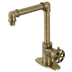 Kingston Brass KSD144RXAB Belknap Single-Handle Bathroom Faucet with Push Pop-Up, Antique Brass