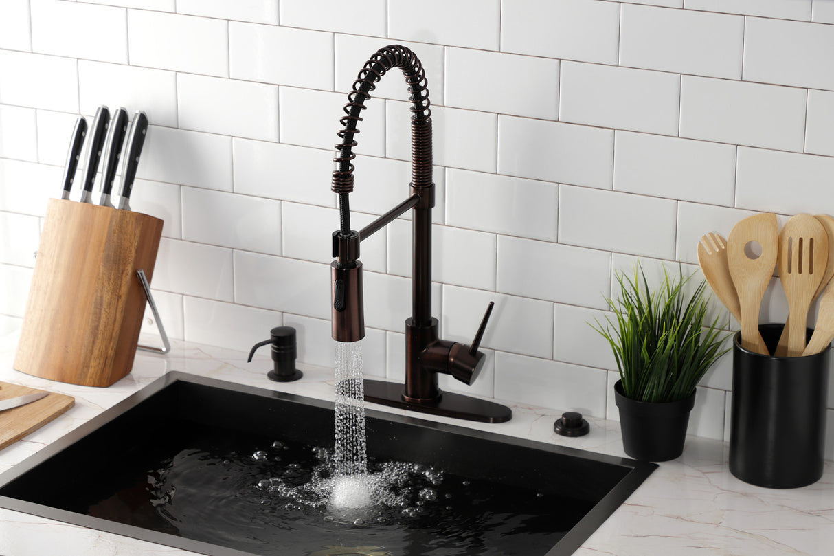 Gourmetier LS8775NYL New York Single-Handle Pre-Rinse Kitchen Faucet, Oil Rubbed Bronze