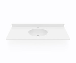 Swanstone VT1B2249 Ellipse 22 x 49 Single Bowl Vanity Top in White VT02249.010