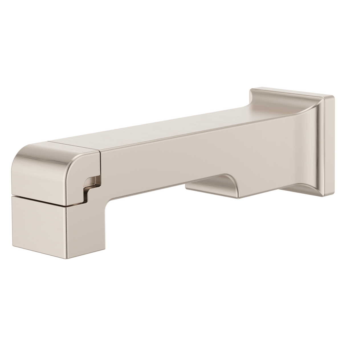 Modern Square Tub Spout with Diverter in Brushed Nickel