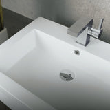 DAX Solid Surface Rectangular Single Bowl Vessel Bathroom Basin, Matte White DAX-AB-032