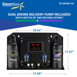 Steam Shower Generator Kit System | Matte Black + Self Drain Combo| Dual Bottle Aroma Oil Pump | Enclosure Steamer Sauna Spa Stall Package|Touch Screen Wifi App/Bluetooth Control Panel |2x 9 kW Raven | RVB1800BK-ADP RVB1800BK-ADP