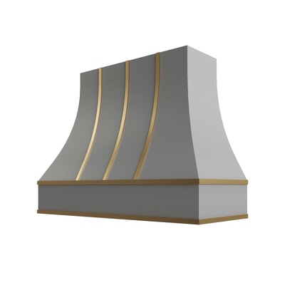 Essential Gray Curved Hood with Brass Strapping - 48" W x 30" H