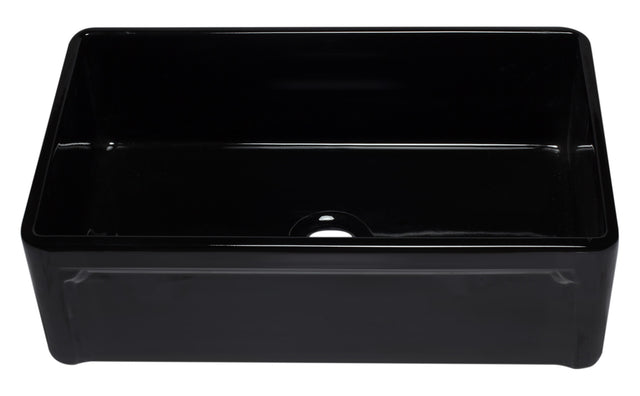 ALFI brand AB3320SB-BG 33 inch Black Reversible Single Fireclay Farmhouse Kitchen Sink