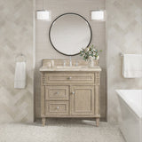 Lorelai 36" Single Vanity, Whitewashed Oak, w/ 3 CM Tajnar Eclos Top