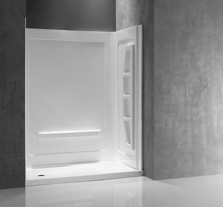 ANZZI SW-AZ010WH-R 60 in. x 36 in. x 74 in. 3-piece DIY Friendly Alcove Shower Surround in White