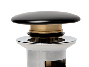 ALFI brand AB8056-BM Black Matte Ceramic Mushroom Top Pop Up Drain for Sinks with Overflow