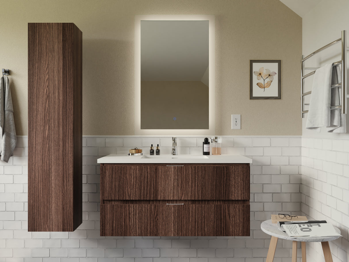 ANZZI VT-MR3SCCT39-DB 39 in. W x 20 in. H x 18 in. D Bath Vanity Set in Dark Brown with Vanity Top in White with White Basin and Mirror