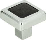 Atlas Homewares Paradigm Square Knob 1 1/4 Inch CH & Black Leather