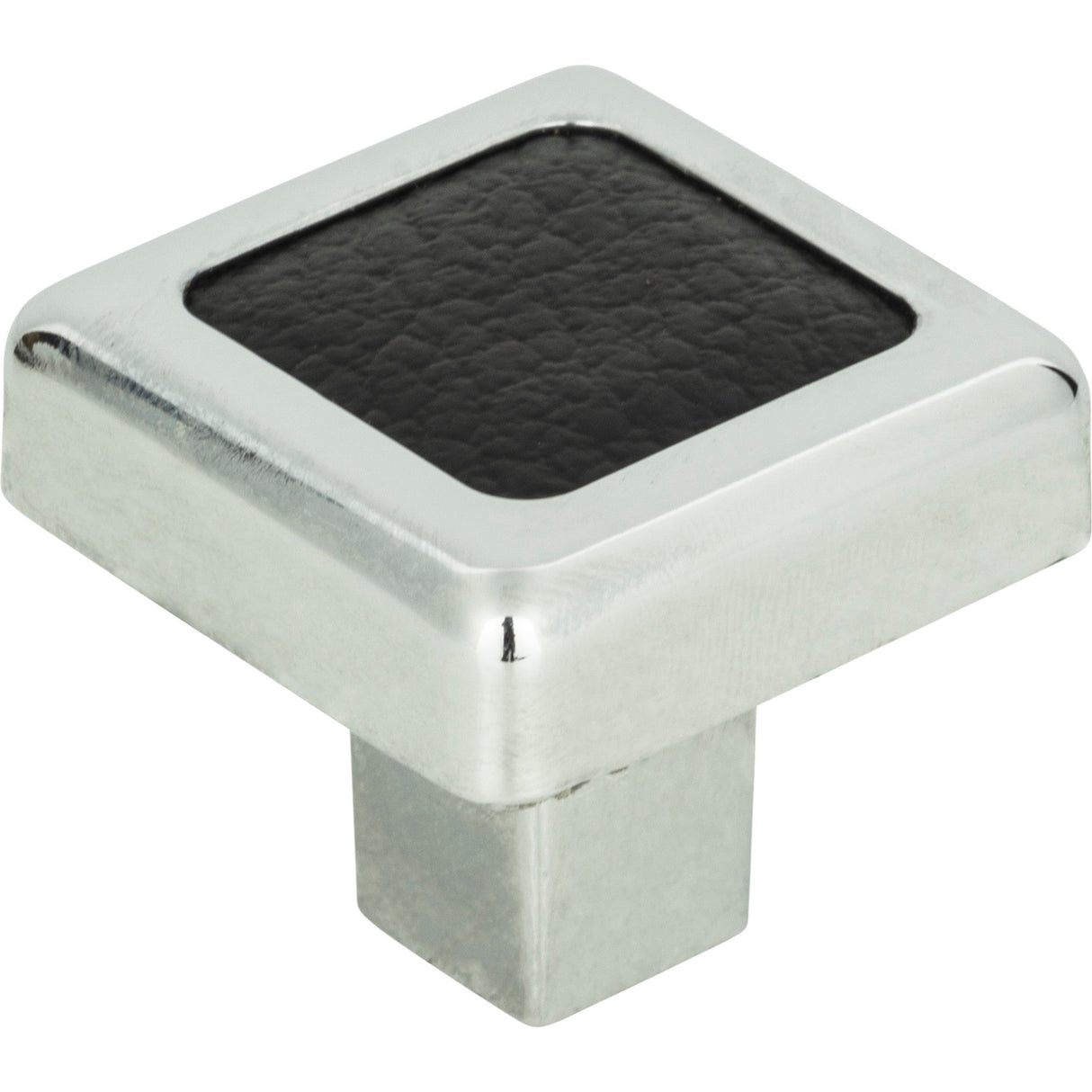 Atlas Homewares Paradigm Square Knob 1 1/4 Inch CH & Black Leather