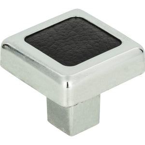 Atlas Homewares Paradigm Square Knob 1 1/4 Inch CH & Black Leather