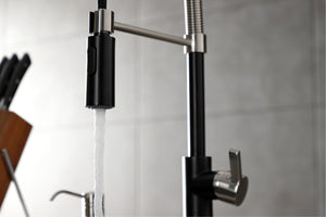Gourmetier LS8779CTL Continental Single-Handle Pre-Rinse Kitchen Faucet, Matte Black/Brushed Nickel