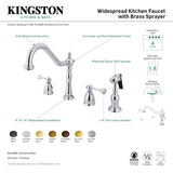 Kingston Brass KB1793BLBS Heritage Widespread Kitchen Faucet, Antique Brass