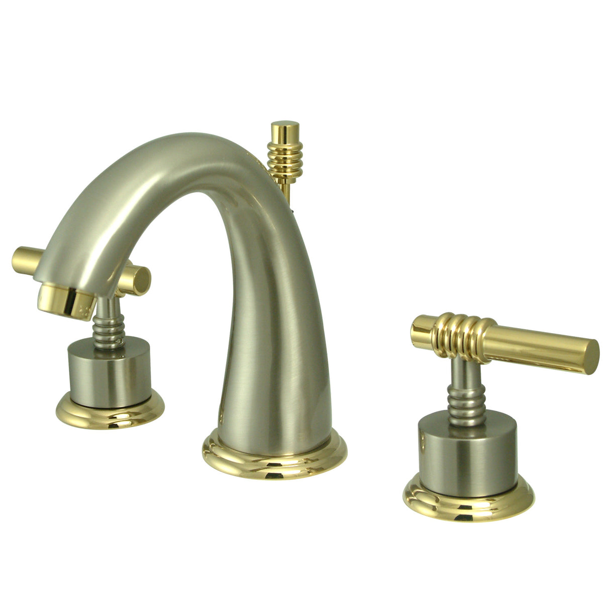 Kingston Brass KS2969ML Milano Widespread Bathroom Faucet, Brushed Nickel/Polished Brass