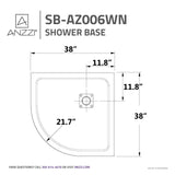 ANZZI SB-AZ006WN-R Series 38 in. x 38 in. Shower Base in White