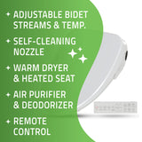 ANZZI TL-AZEB105B Dive Smart Electric Bidet Toilet Seat with Remote Control, Heated Seat, Air Purifier, and Deodorizer