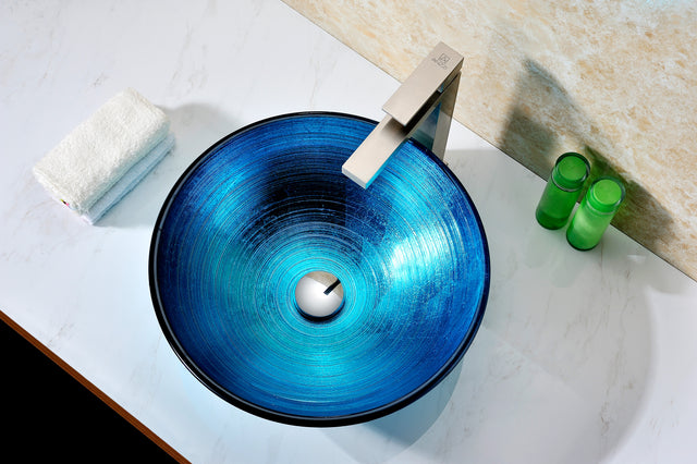 ANZZI LS-AZ8099 Taba Series Deco-Glass Vessel Sink in Lustrous Blue