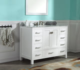 ANZZI VT-MRCT0048-WH Chateau 48 in. W x 22 in. D Bathroom Bath Vanity Set in White with Carrara Marble Top with White Sink