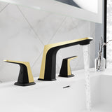 ANZZI L-AZ905MB-BG 2-Handle 3-Hole 8 in. Widespread Bathroom Faucet With Pop-up Drain in Matte Black & Brushed Gold
