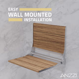 ANZZI AC-AZ8208 Isle 17 in. Teak Wall Mounted Folding Shower Seat