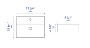 ALFI brand ABC901-W White 24" Modern Rectangular Above Mount Ceramic Sink with Faucet Hole