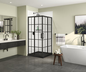 MAAX 137448-977-340-000 Radia Square 36 x 36 x 71 ½ in. 6 mm Sliding Shower Door for Corner Installation with French glass in Matte Black