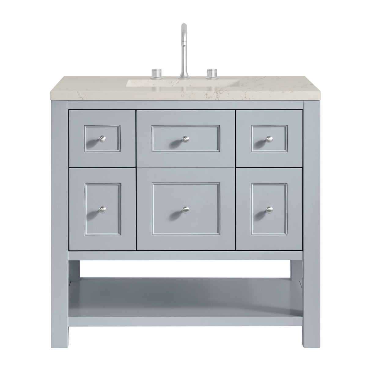 Breckenridge 36" Single Vanity, Serenity Blue, w/ 3 CM Siberian Silestone Top