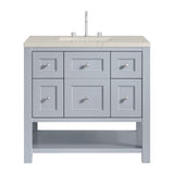 Breckenridge 36" Single Vanity, Serenity Blue, w/ 3 CM Siberian Silestone Top